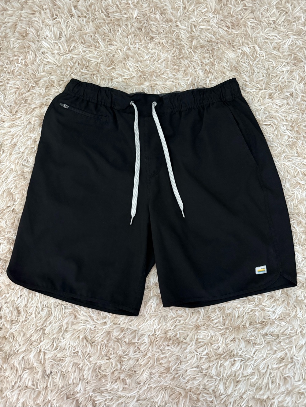 Vuori Black Athletic Shorts with White Drawstring